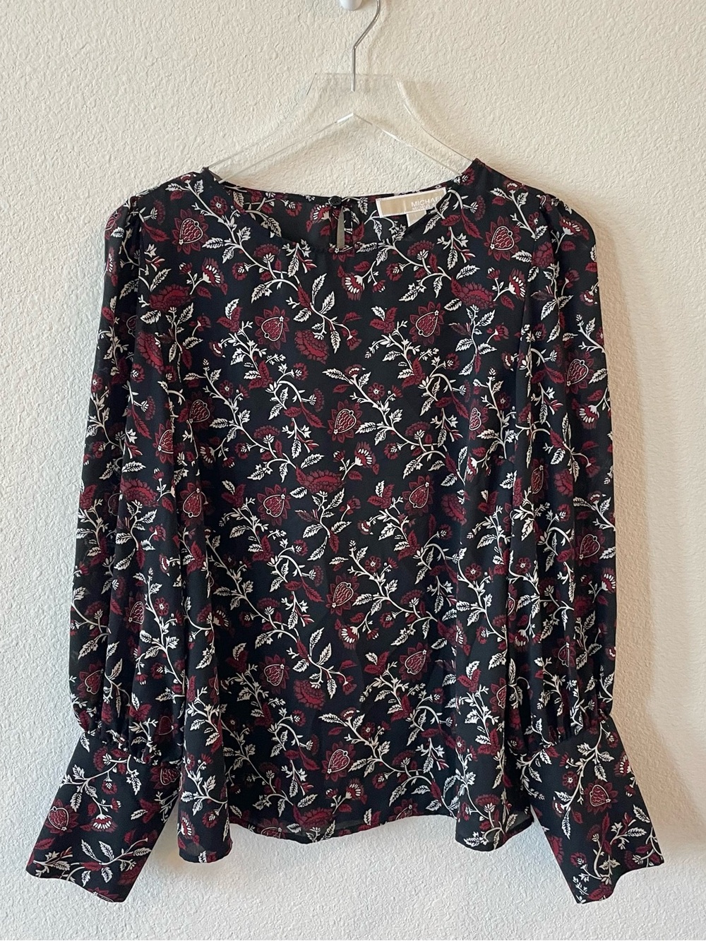 Michael Kors Red & Black Floral Blouse L